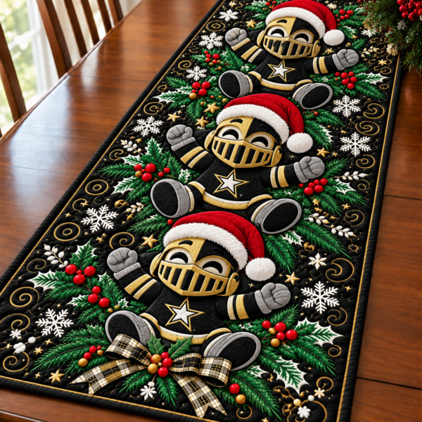 Army Black Knights Christmas Mascot Table Runner