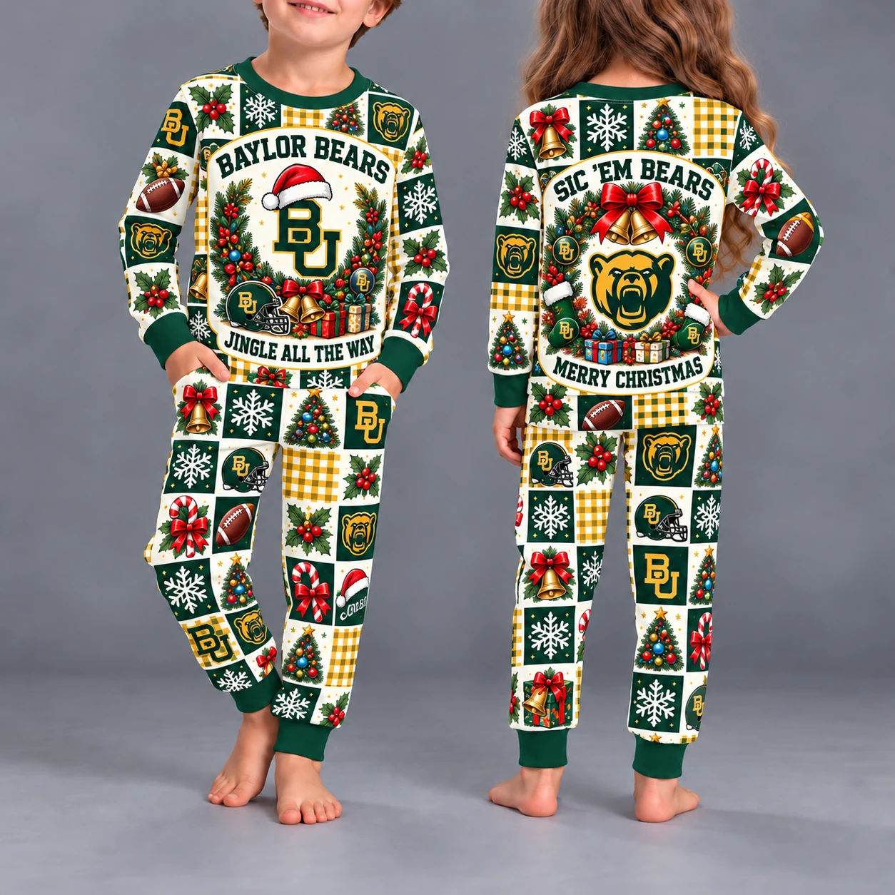 Baylor Bears Kids Christmas Pajama Set