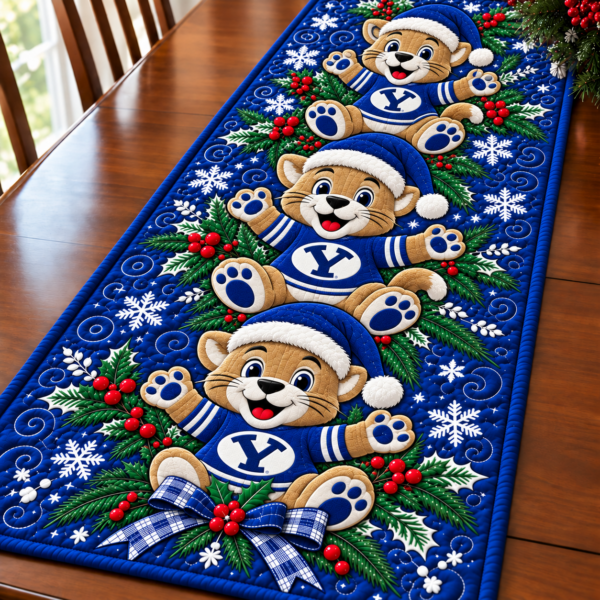 BYU Cougars Christmas Mascot Table Runner