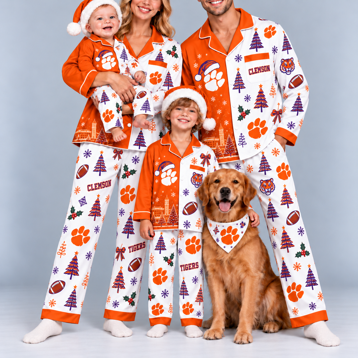 Clemson Tigers Family Matching Christmas Pajamas Set - Football Fan Sleepwear, Festive Family Outfit
