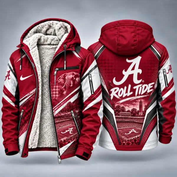 Alabama Crimson Tide Men's Christmas Graphic Hooded Winter Coat – Festive Holiday Edition