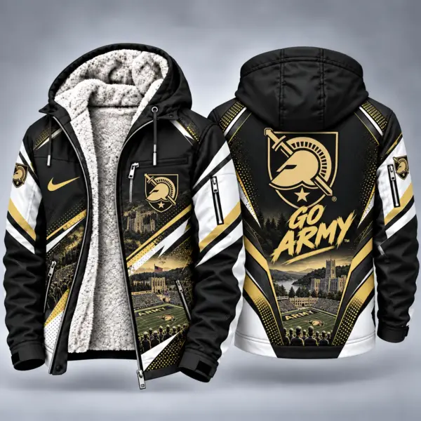 Army Black Knights Men's Christmas Graphic Hooded Winter Coat – Festive Holiday Edition