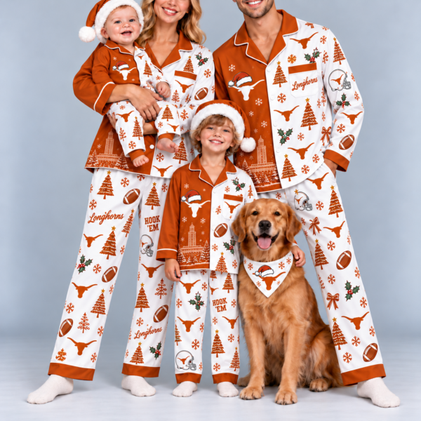 Texas Longhorns Family Matching Christmas Pajamas Set - Football Fan Sleepwear, Festive Family Outfit