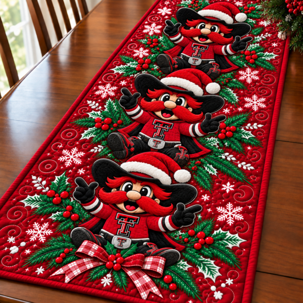 Texas Tech Red Raiders Christmas Mascot Table Runner