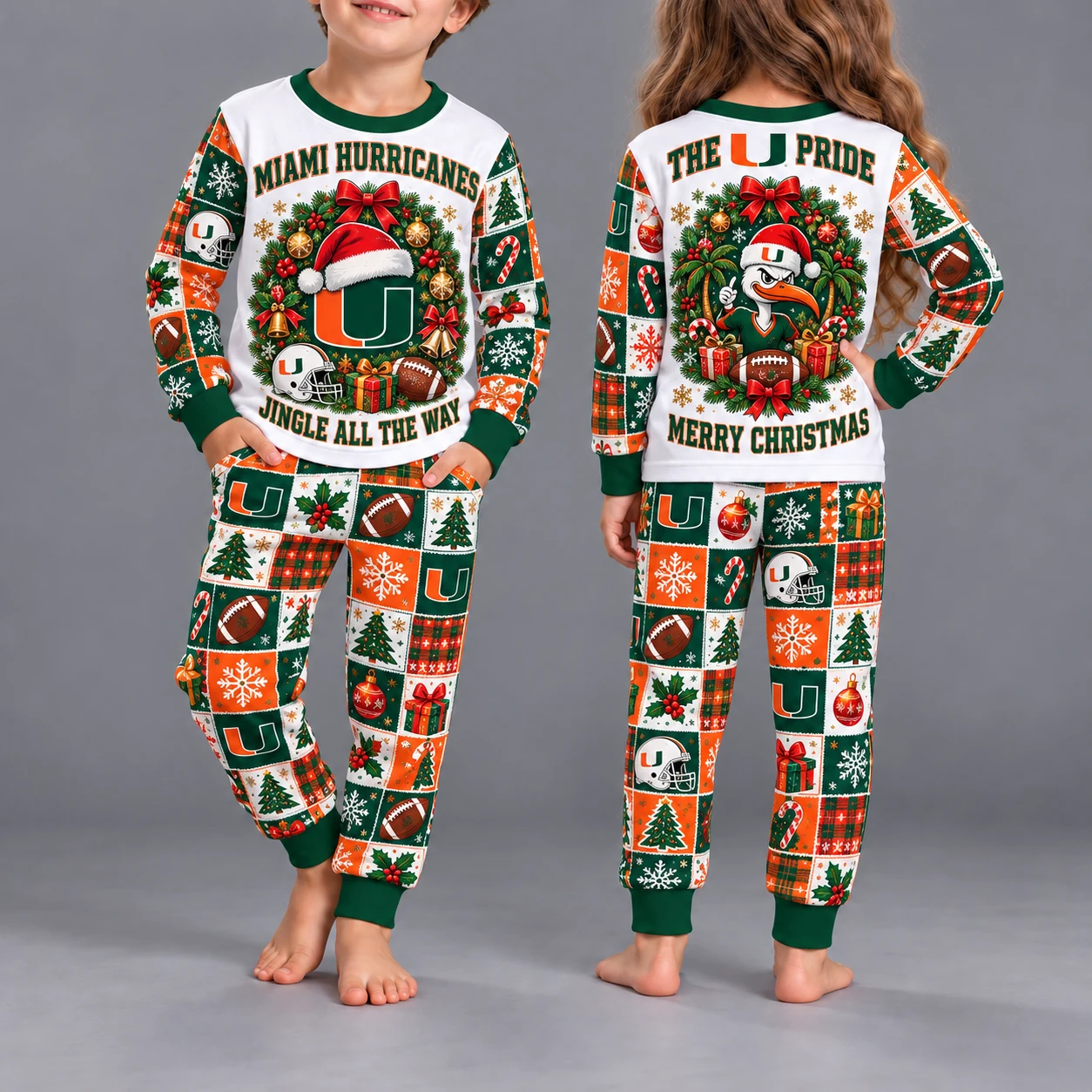 Miami (FL) Hurricanes Kids Christmas Pajama Set