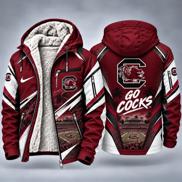 South Carolina Gamecocks Men's Christmas Graphic Hooded Winter Coat – Festive Holiday Edition