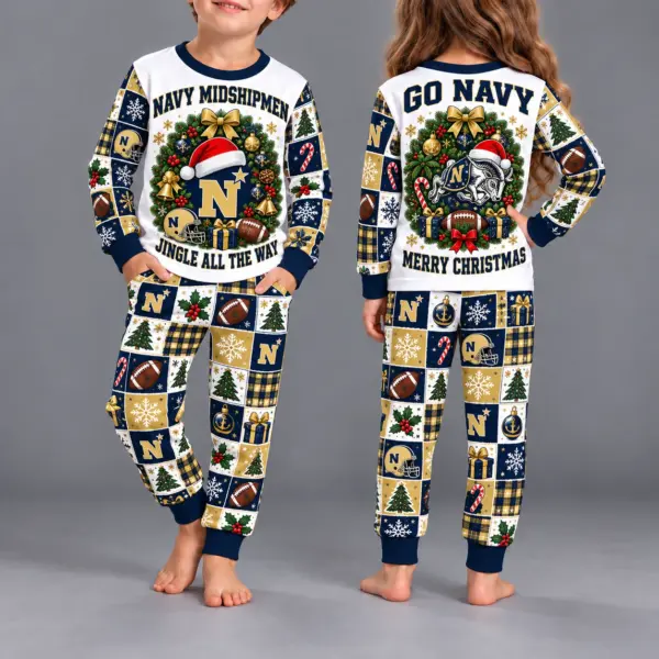 Navy Midshipmen Kids Christmas Pajama Set
