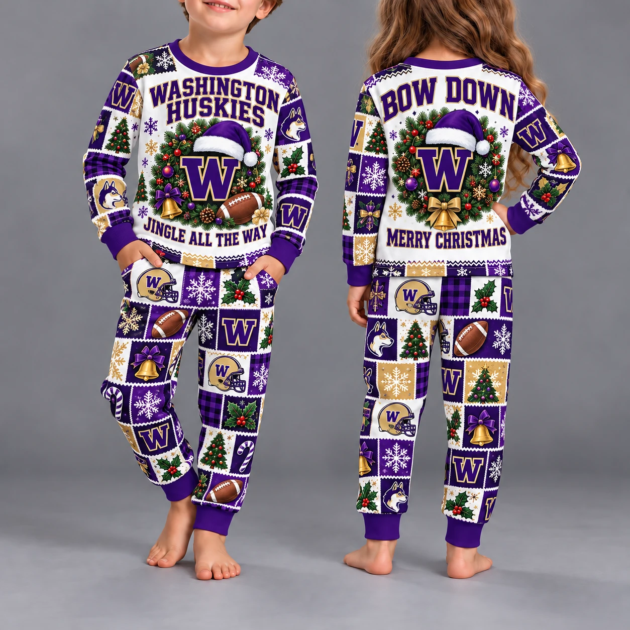 Washington Huskies Kids Christmas Pajama Set