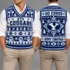 BYU Cougars Christmas Argyle Football Fan V-Neck Sleeveless Knit Vest