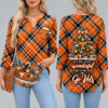 Tennessee Volunteers Women's Christmas Plaid V-Neck Collar Long Sleeve Casual Shirt with Festive Holiday Print