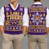 LSU Tigers Christmas Argyle Football Fan V-Neck Sleeveless Knit Vest