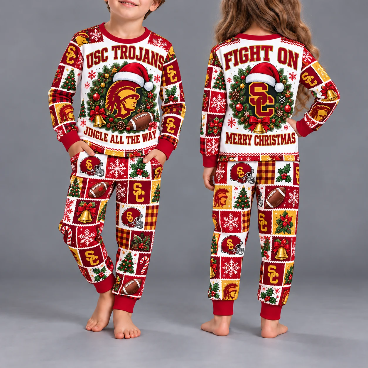 USC Trojans Kids Christmas Pajama Set