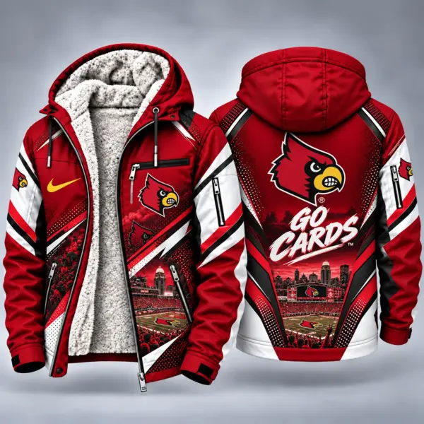 Louisville Cardinals Men's Christmas Graphic Hooded Winter Coat – Festive Holiday Edition