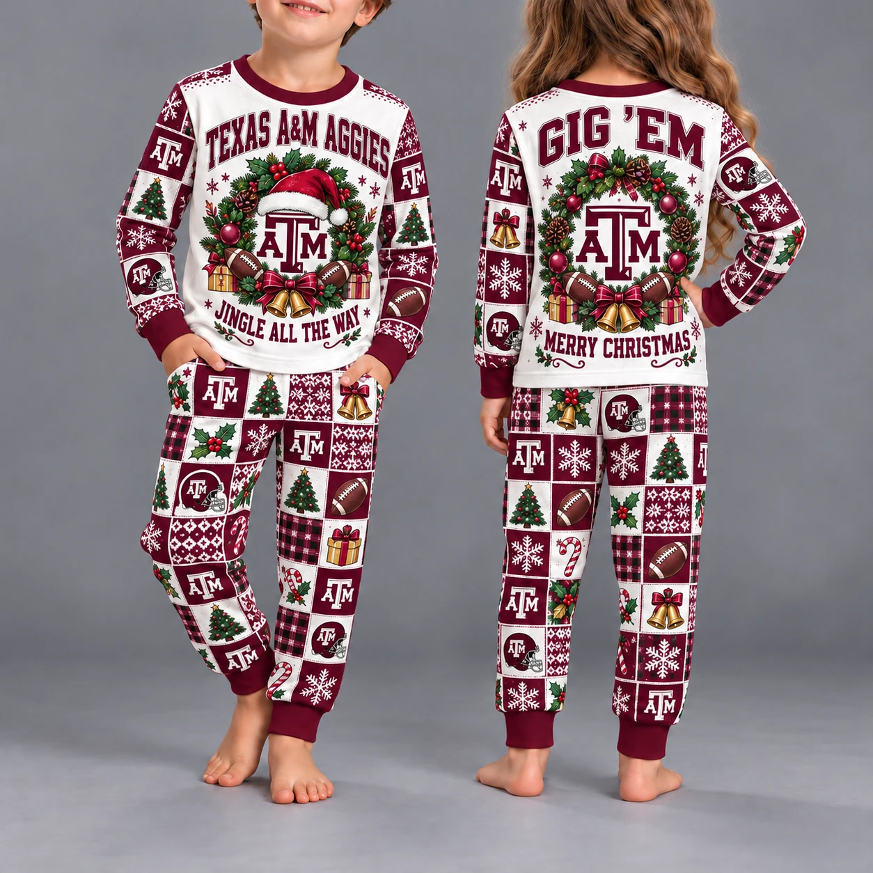 Texas A&M Aggies Kids Christmas Pajama Set