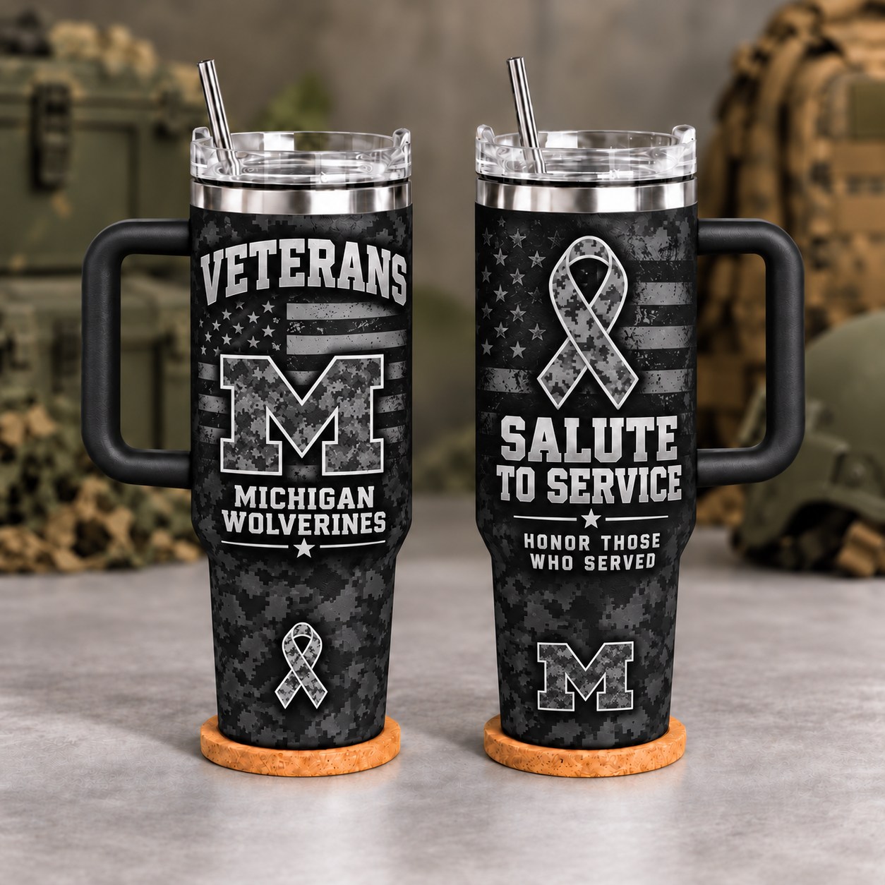 Michigan Wolverines Veterans Salute To Service 40oz Tumbler