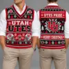 Utah Utes Christmas Argyle Football Fan V-Neck Sleeveless Knit Vest