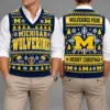 Michigan Wolverines Christmas Argyle Football Fan V-Neck Sleeveless Knit Vest
