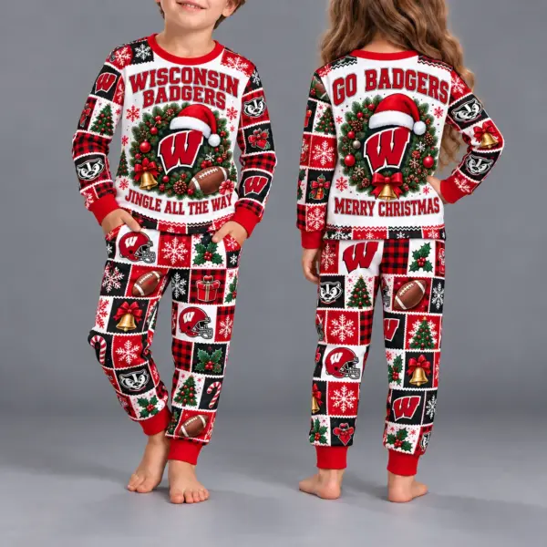 Wisconsin Badgers Kids Christmas Pajama Set
