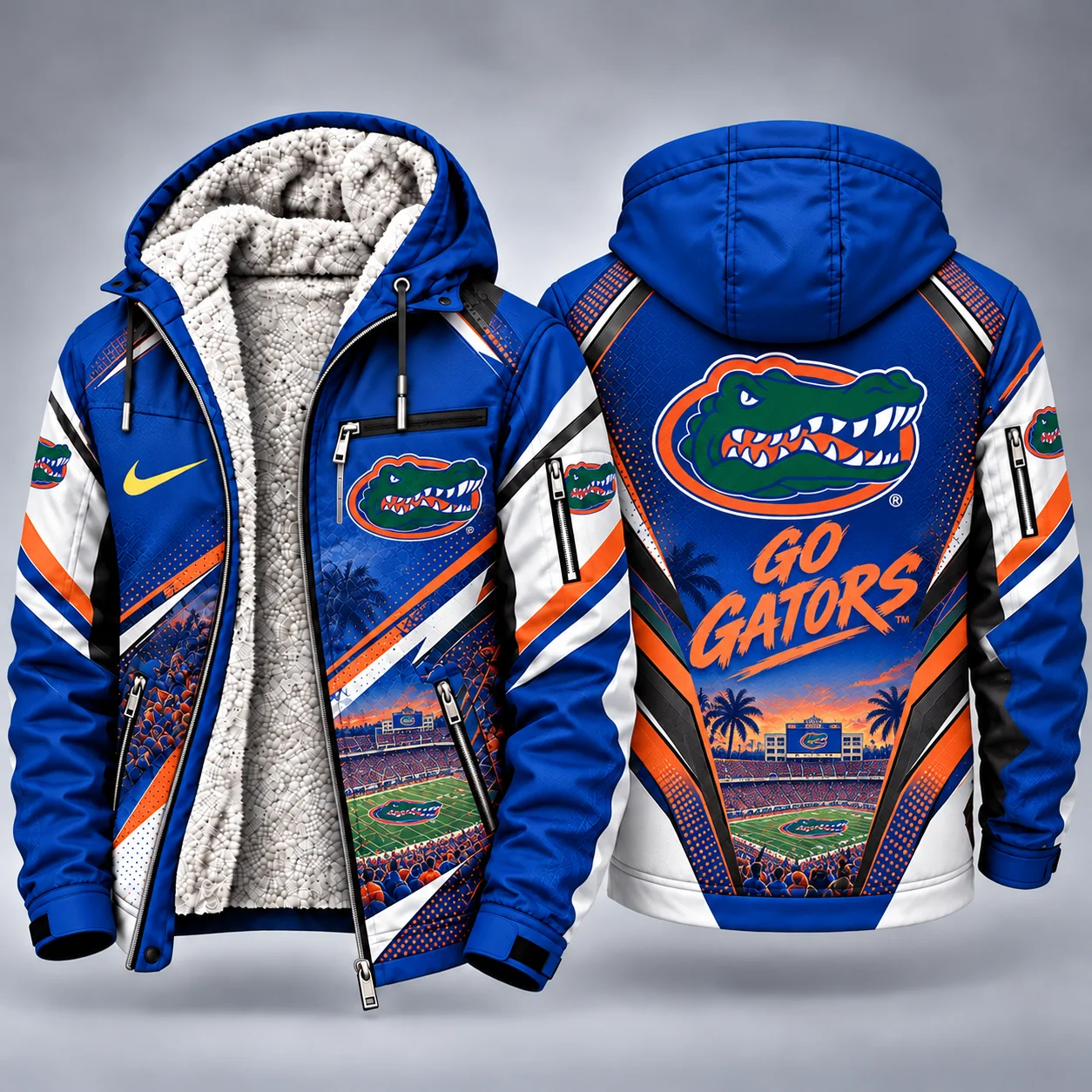 Florida Gators Men's Christmas Graphic Hooded Winter Coat – Festive Holiday Edition
