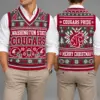 Washington State Cougars Christmas Argyle Football Fan V-Neck Sleeveless Knit Vest