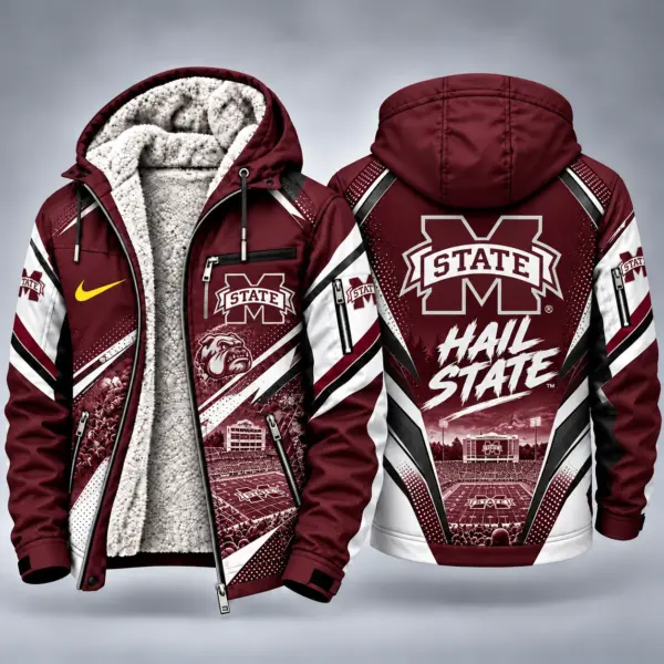 Mississippi State Bulldogs Men's Christmas Graphic Hooded Winter Coat – Festive Holiday Edition