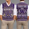 Washington Huskies Christmas Argyle Football Fan V-Neck Sleeveless Knit Vest