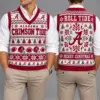 Alabama Crimson Tide Christmas Argyle Football Fan V-Neck Sleeveless Knit Vest