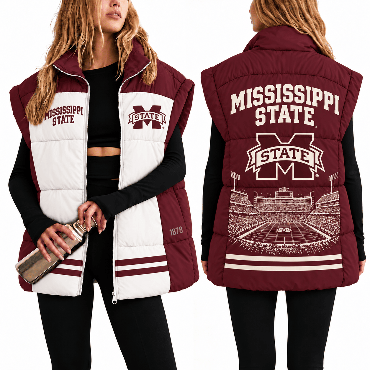 Mississippi State Bulldogs Oversize Women Puffer Vest