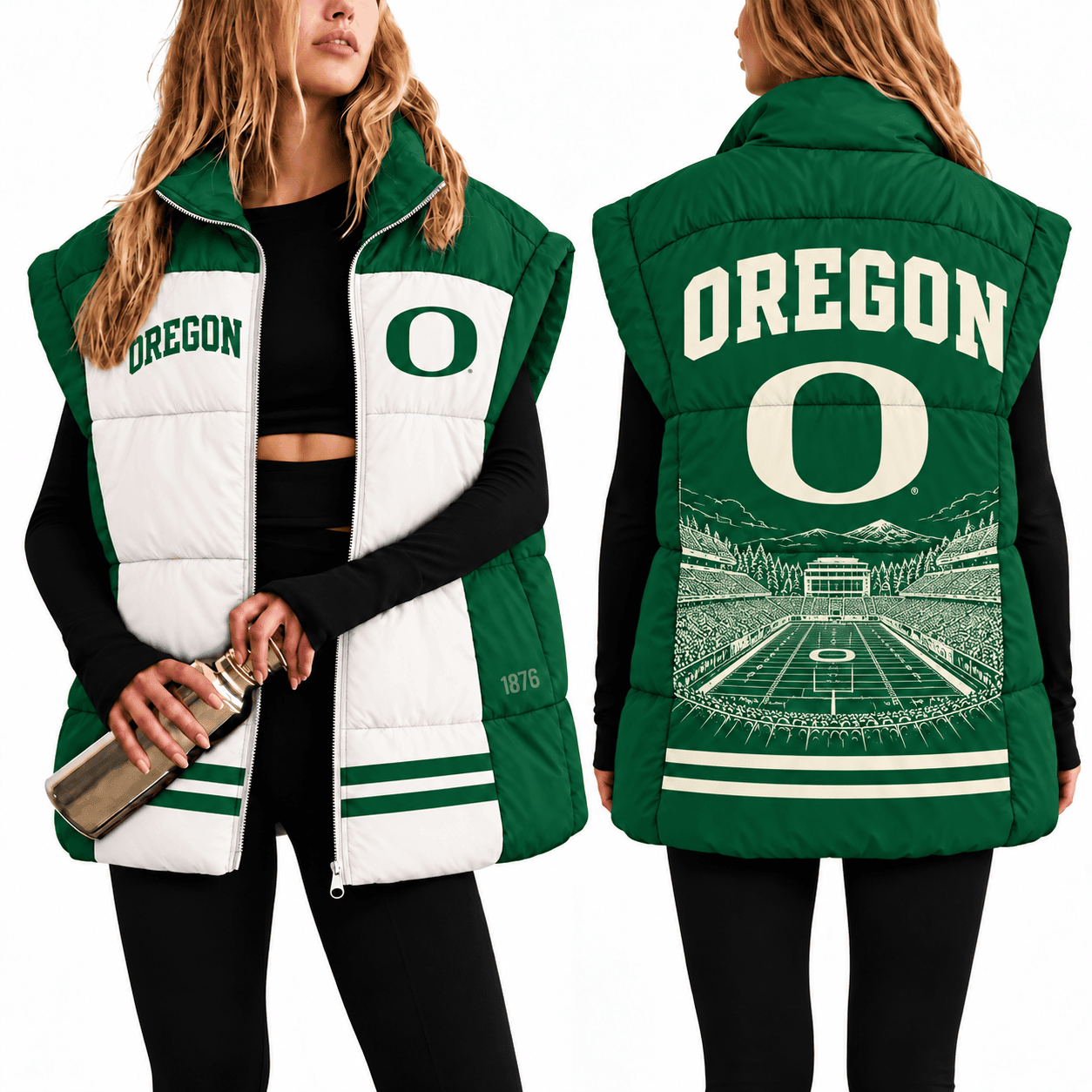 Oregon Ducks Oversize Women Puffer Vest