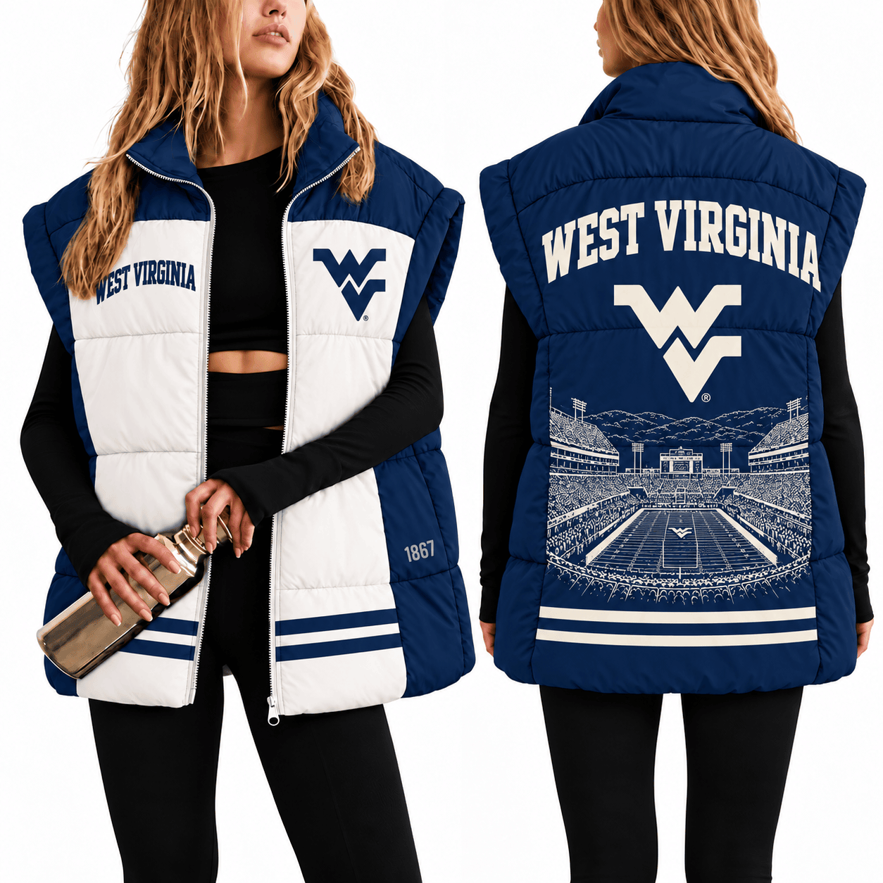 West Virginia Mountaineers Oversize Women Puffer Vest