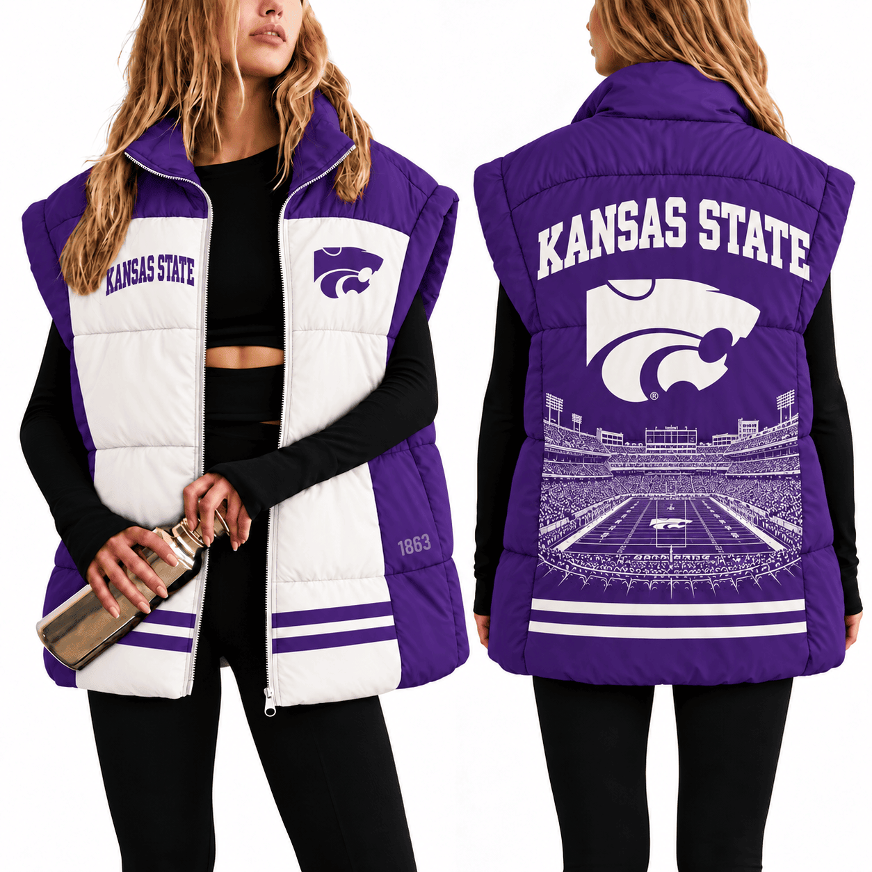 Kansas State Wildcats Oversize Women Puffer Vest