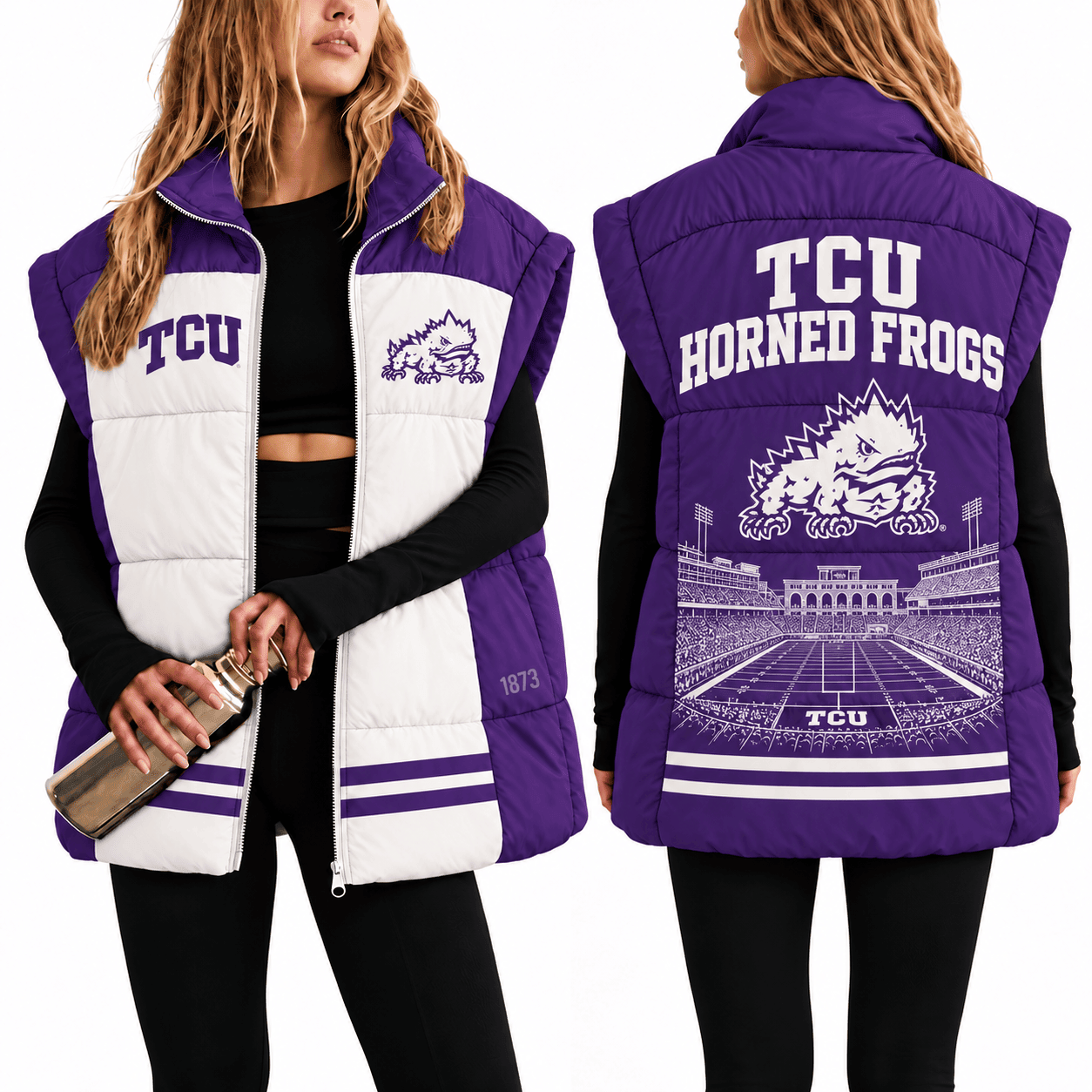 TCU Horned Frogs Oversize Women Puffer Vest