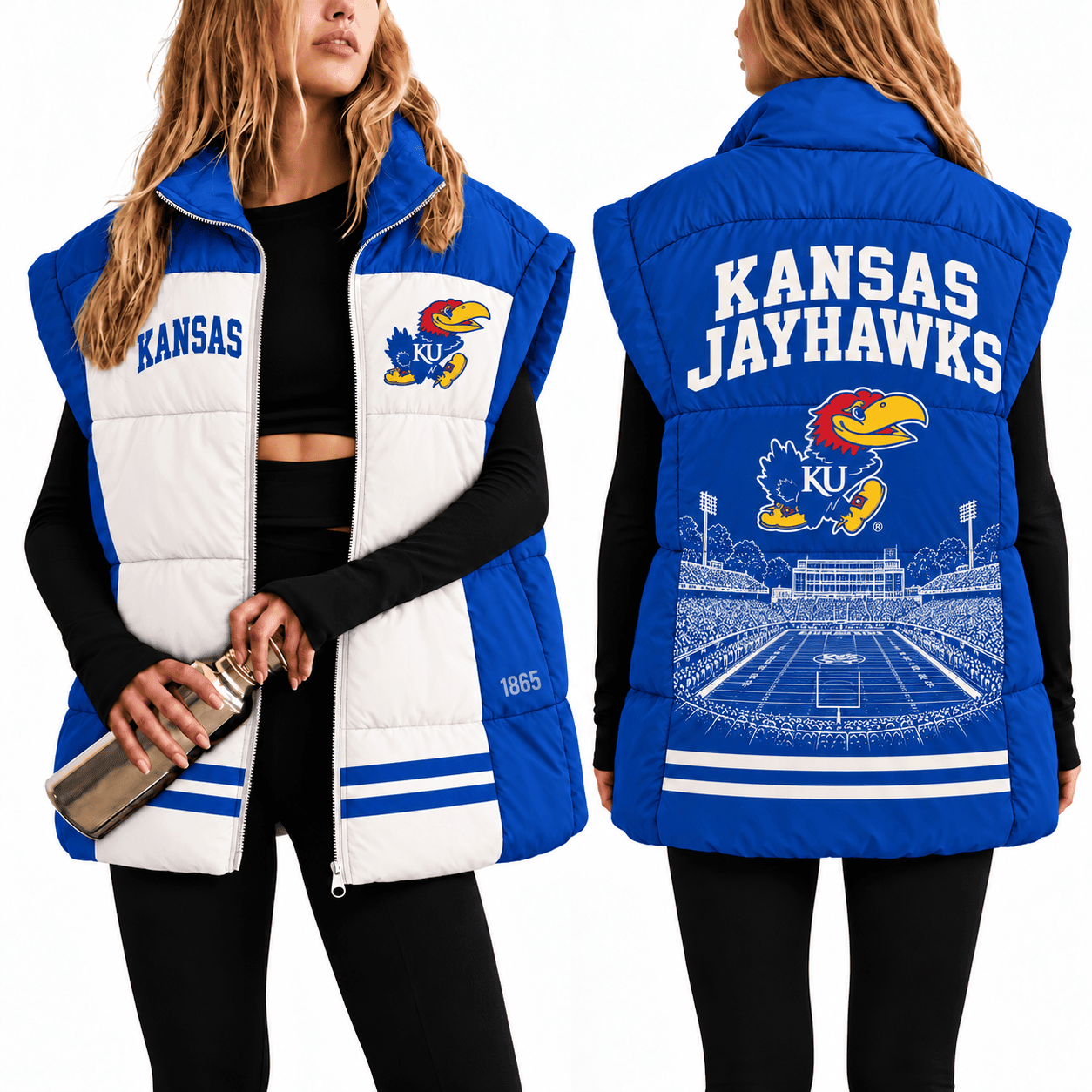 Kansas Jayhawks Oversize Women Puffer Vest