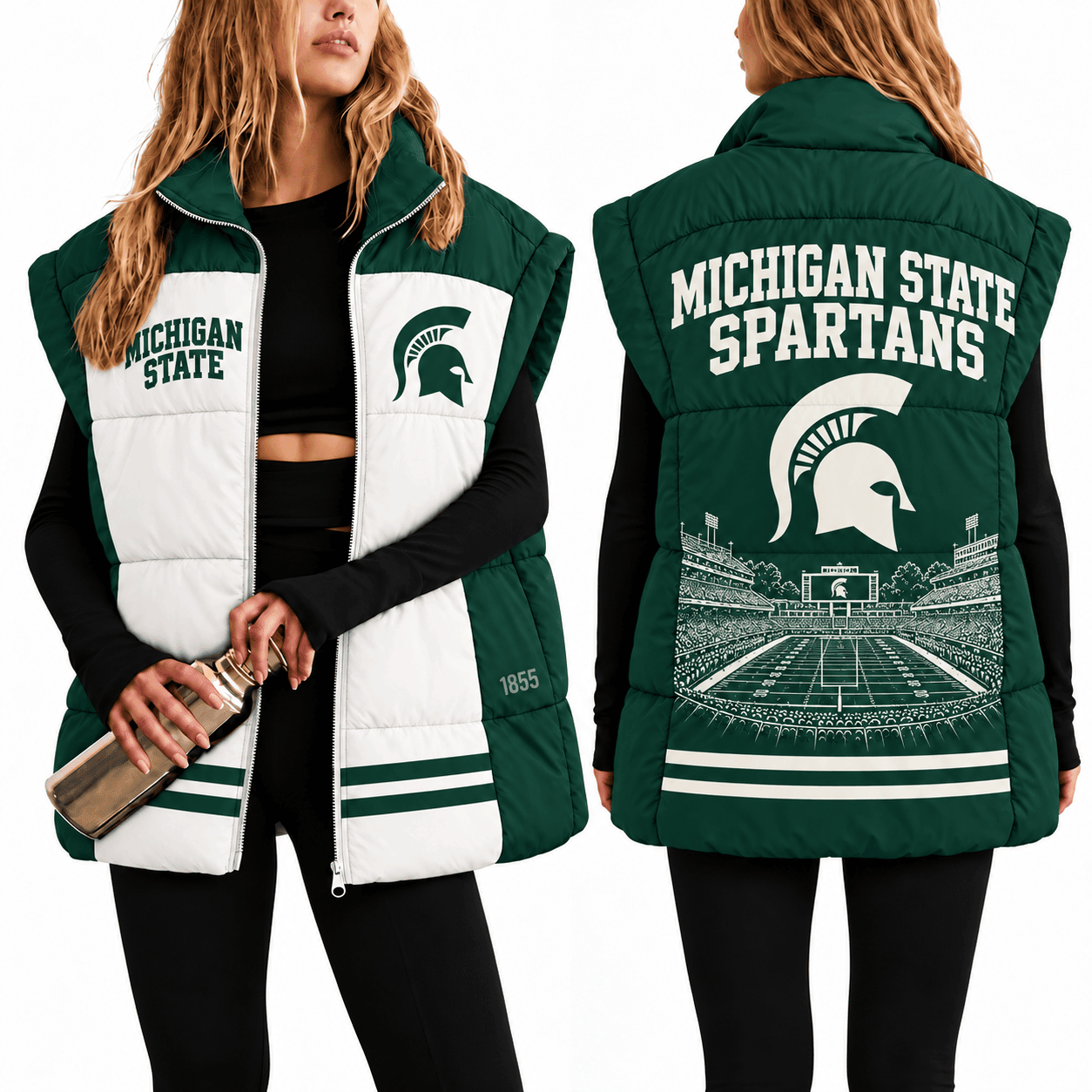 Michigan State Spartans Oversize Women Puffer Vest
