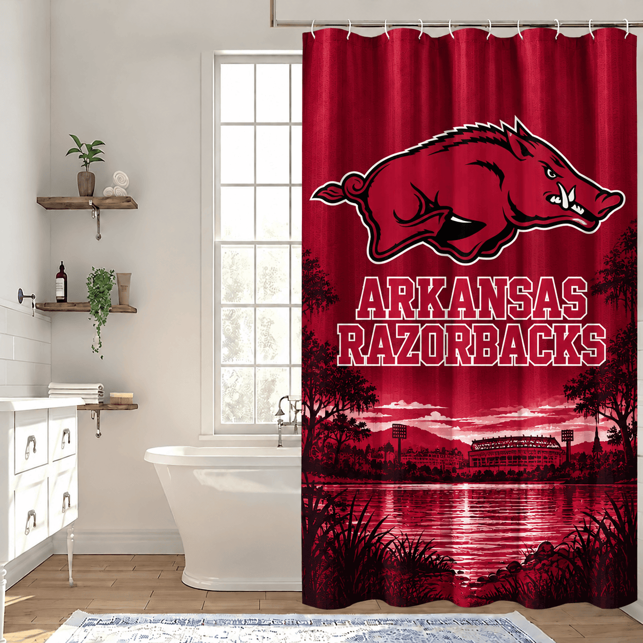 Arkansas Razorbacks Premium Bathroom Curtains