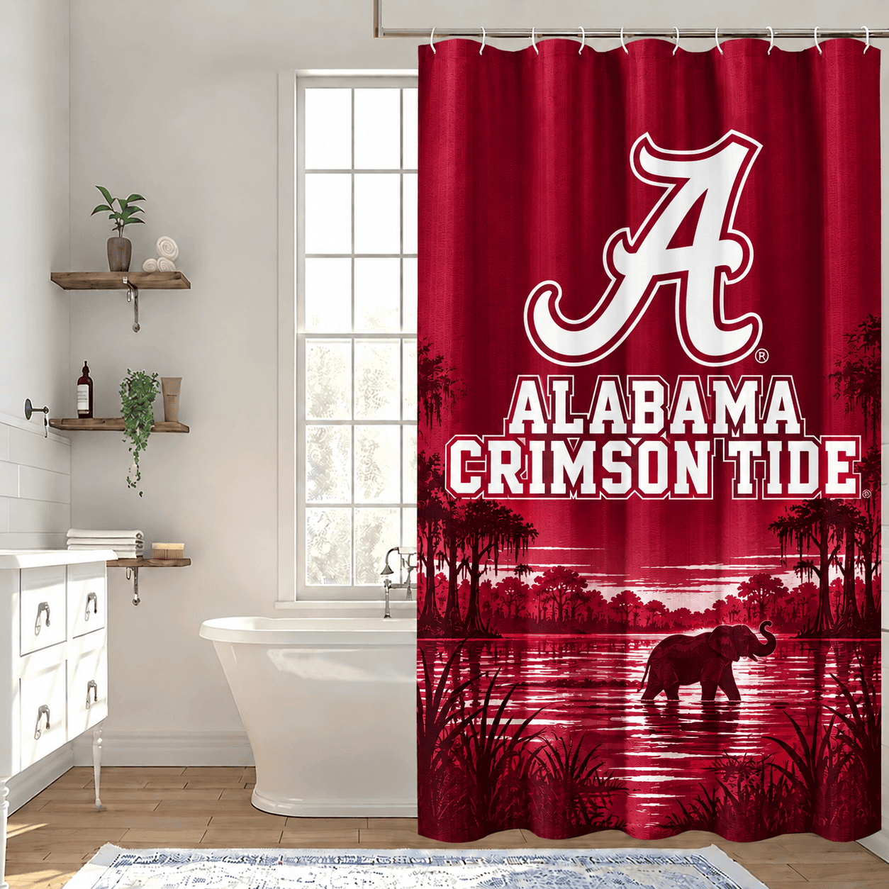 Alabama Crimson Tide Premium Bathroom Curtains