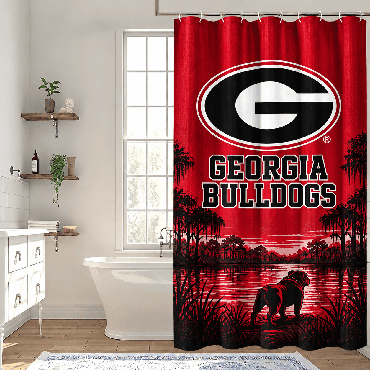Georgia Bulldogs Premium Bathroom Curtains