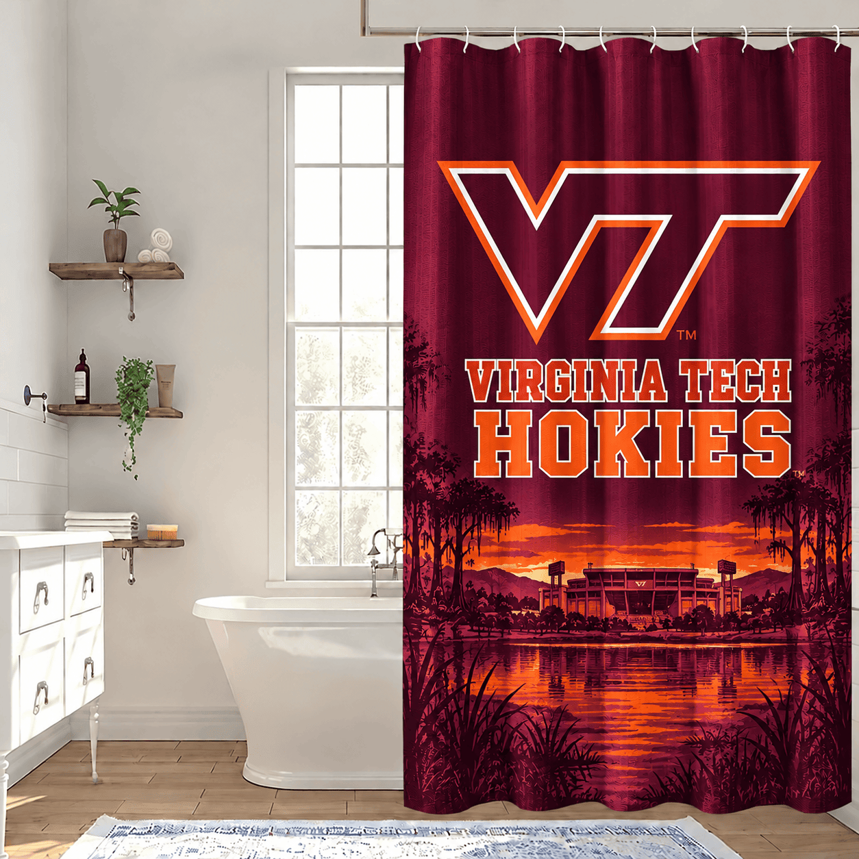 Virginia Tech Hokies Premium Bathroom Curtains