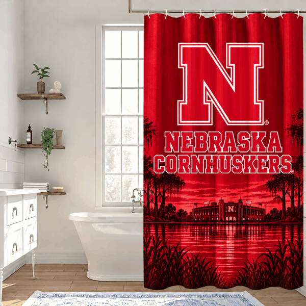 Nebraska Cornhuskers Premium Bathroom Curtains