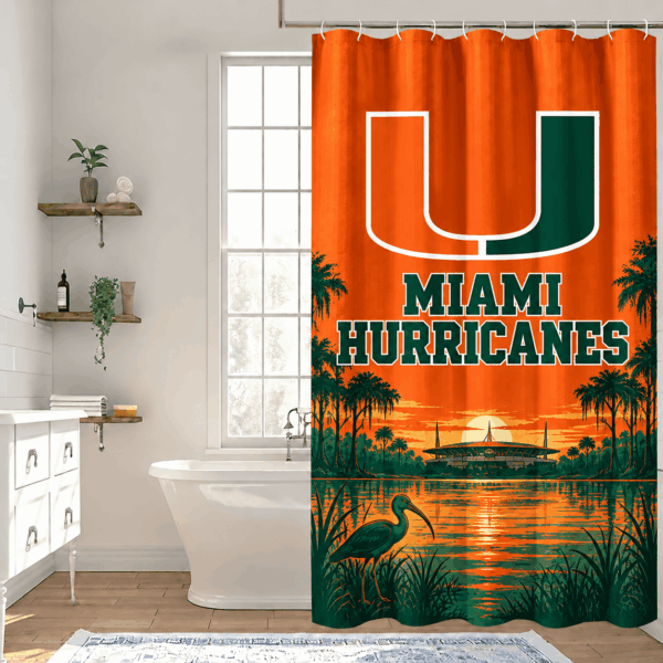 Miami Hurricanes Premium Bathroom Curtains