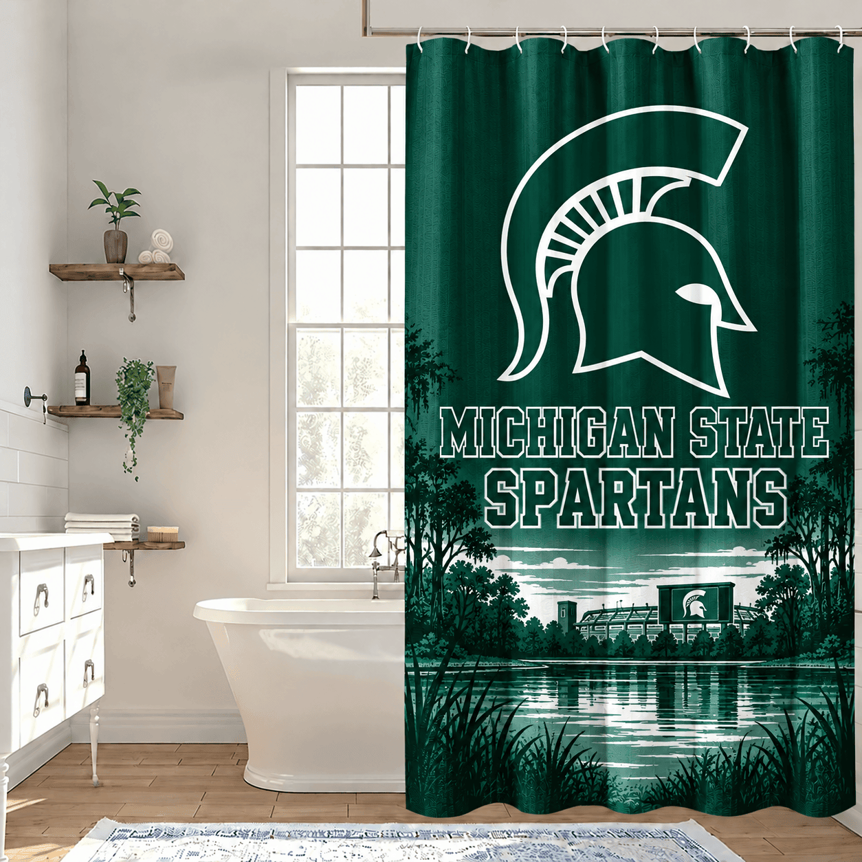 Michigan State Spartans Premium Bathroom Curtains