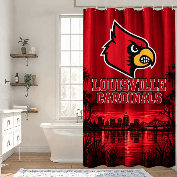 Louisville Cardinals Premium Bathroom Curtains