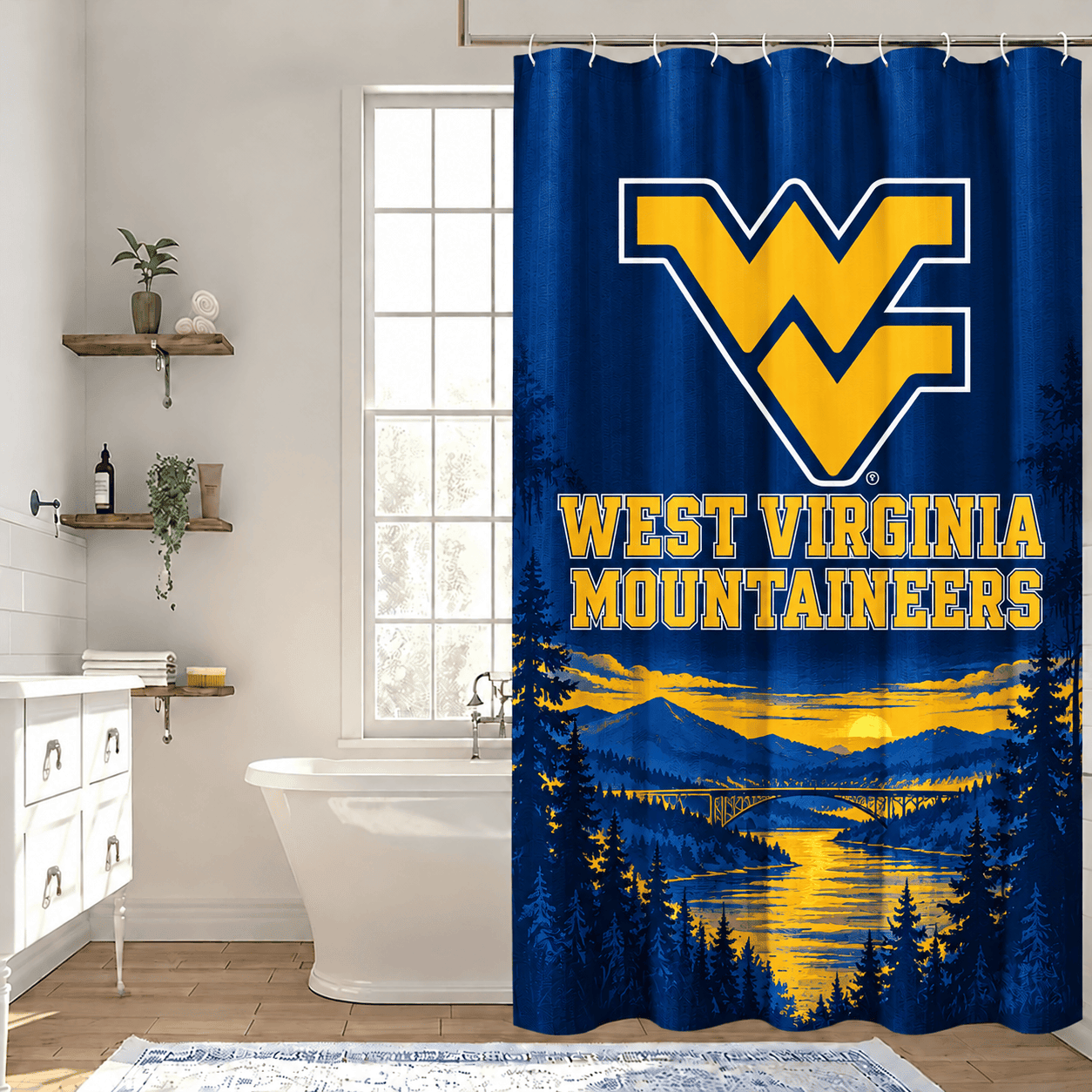 West Virginia Mountaineers Premium Bathroom Curtains