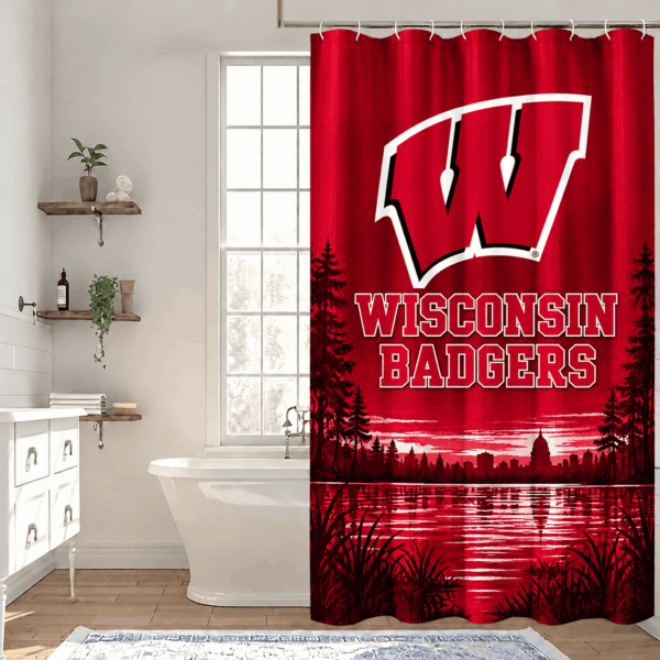 Wisconsin Badgers Premium Bathroom Curtains