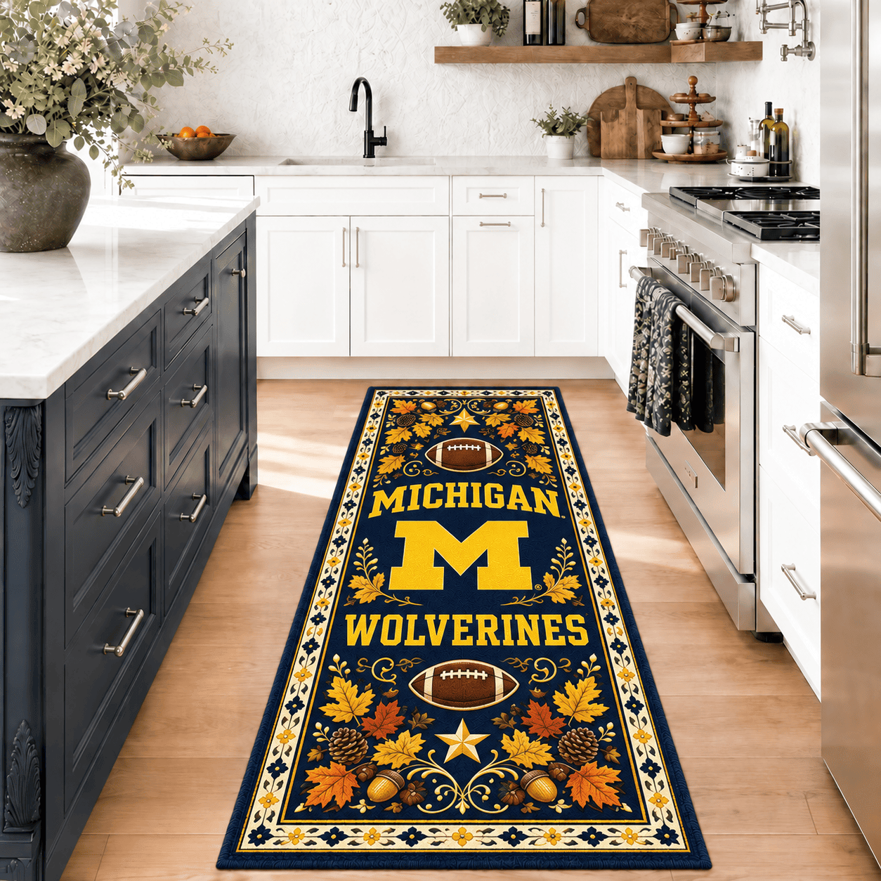 Michigan Wolverines Kitchen Rugs Entryway Rug Runner