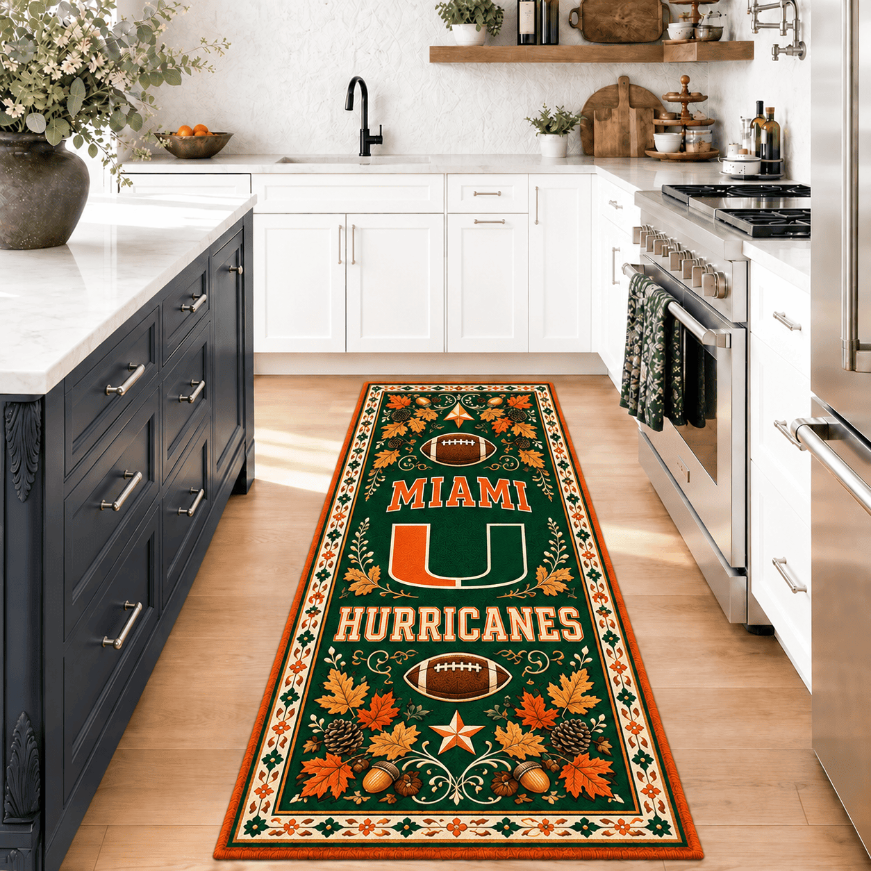 Miami Hurricanes Kitchen Rugs Entryway Rug Runner