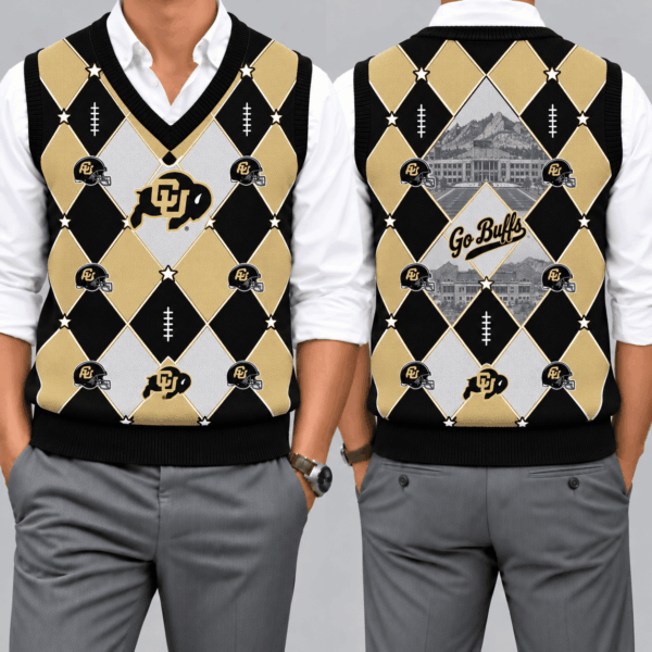Colorado Buffaloes Team Argyle Football Fan V-Neck Sleeveless Knit Vest