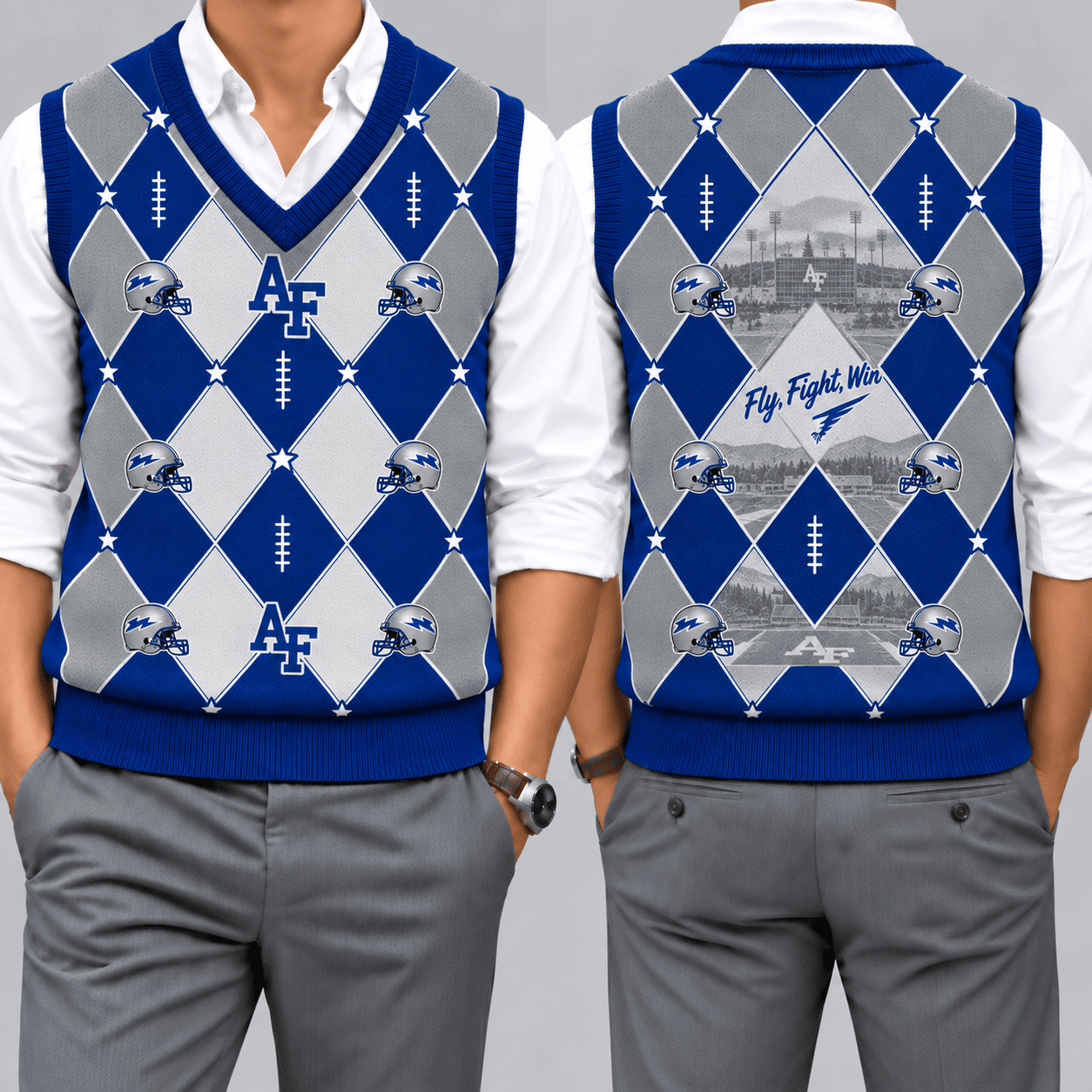 Air Force Falcons Team Argyle Football Fan V-Neck Sleeveless Knit Vest