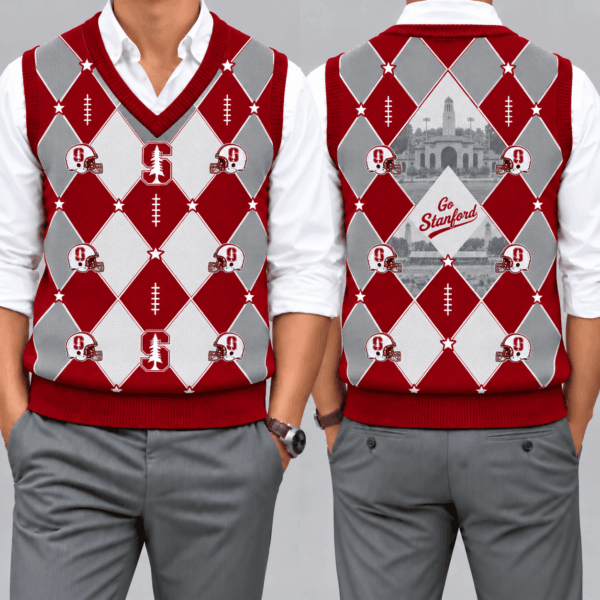 Stanford Cardinal Team Argyle Football Fan V-Neck Sleeveless Knit Vest