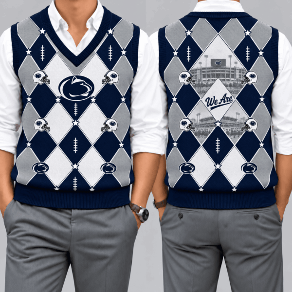 Penn State Nittany Lions Team Argyle Football Fan V-Neck Sleeveless Knit Vest